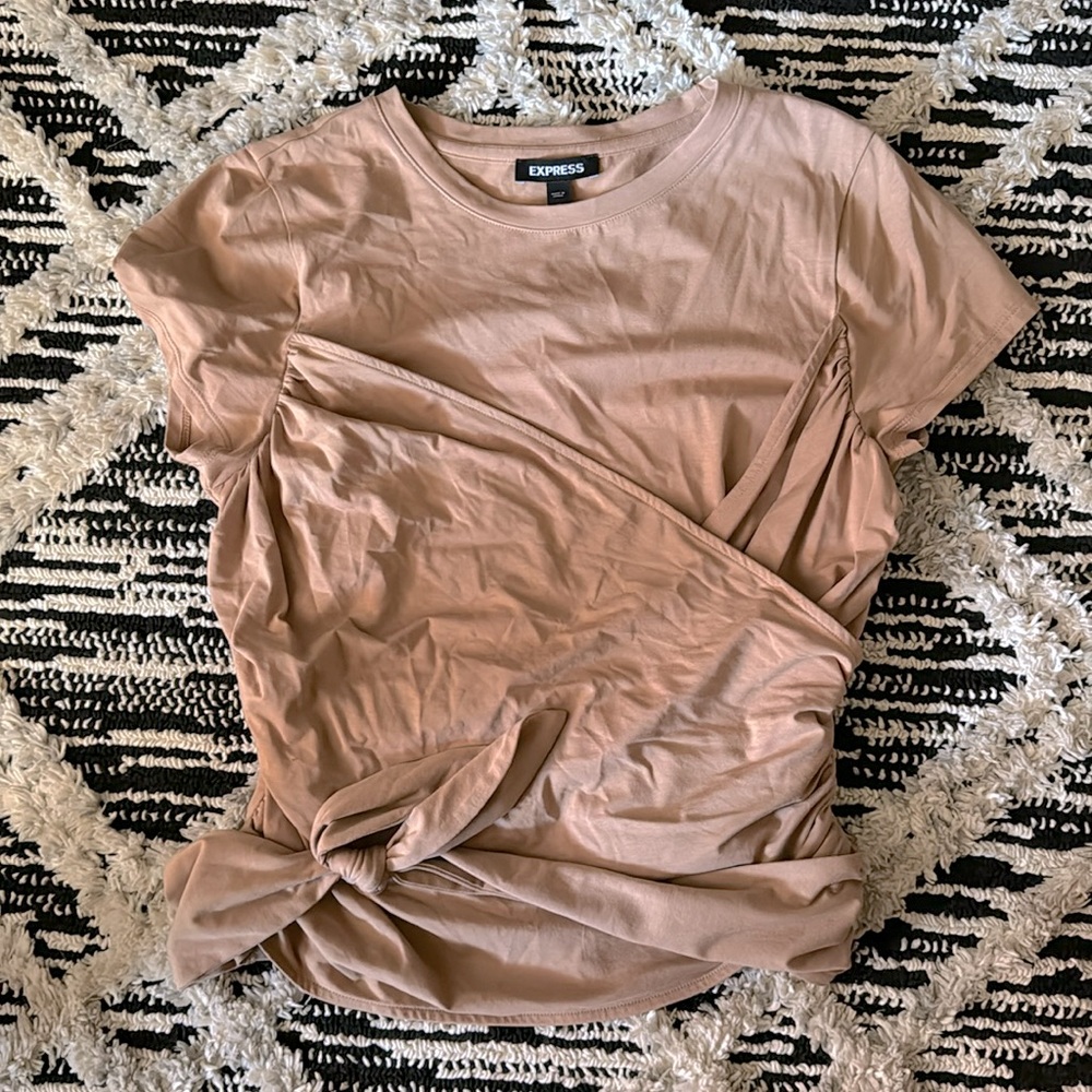 Tan Express Faux Wrap Shirt